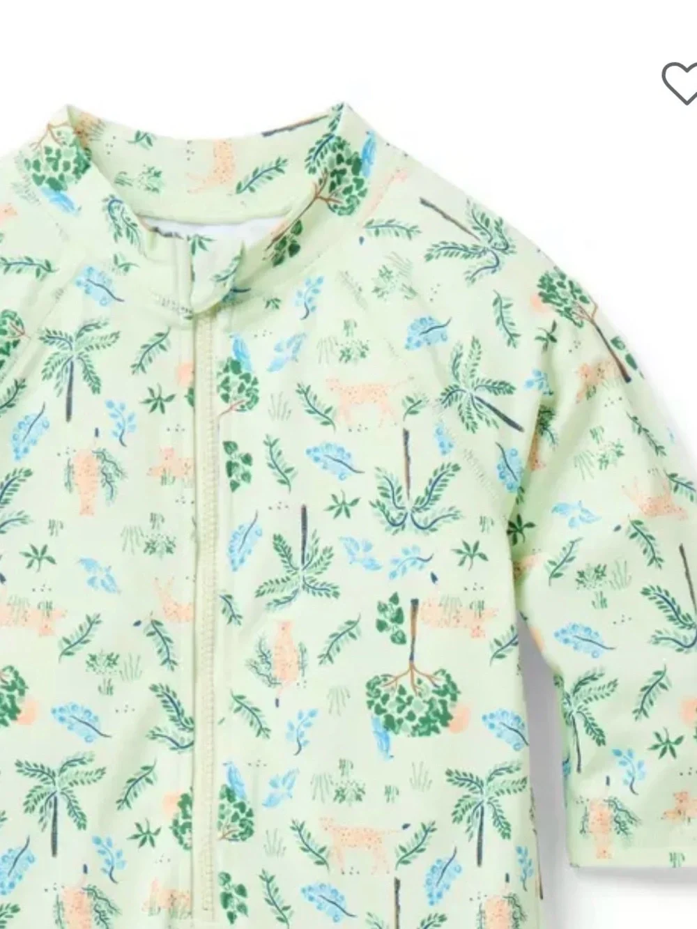 Baby Tropical Print Zip Romper in Light Mint unisex
